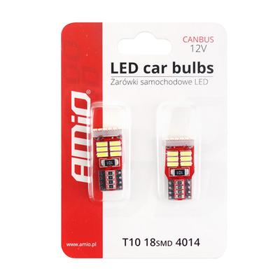 LED CANBUS spuldze T10e W5W 18SMD 4014 balta 12 V