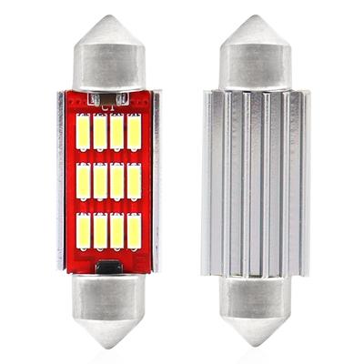 LED CANBUS spuldze C5W/C10W/C3W 12SMD 4014 39 mm balta 12/24 V