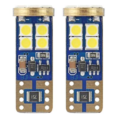 LED CANBUS spuldze T10e W5W 12SMD 2835 balta 12/24 V