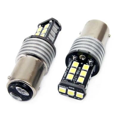 LED CANBUS spuldze 1157 BAY15D P21/5W 15SMD 2835 balta 12/24 V