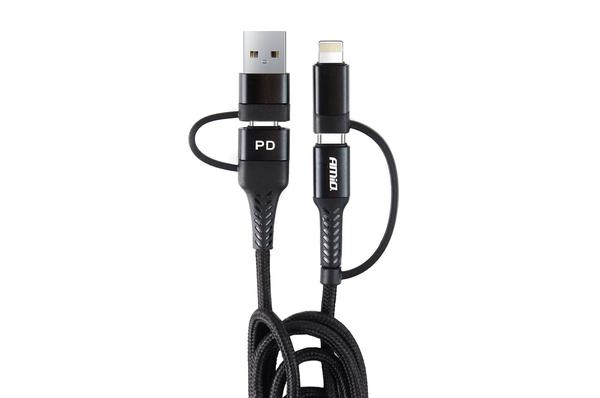 Universāls USB-A/USB-C–Lightning/USB-C kabelis UC-15, 1 m, Power Delivery