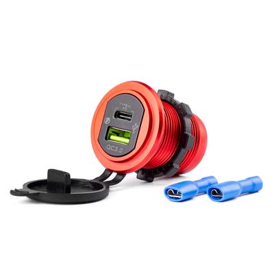 Ūdensizturīgs telefona lādētājs MOD-09 12/24 V, USB + USB-C