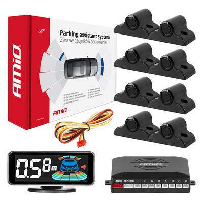 Parkošanās sistēma LED-GRAF 3D ar 8 melniem TRUCK sensoriem, 19 mm