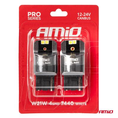 LED CANBUS PRO spuldze 7440 W21W 4SMD 3030 balta 12/24 V