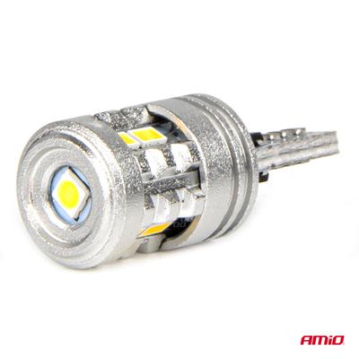 LED spuldze T10 W5W 6SMD 3020 + 1SMD 3030 balta 12/24 V