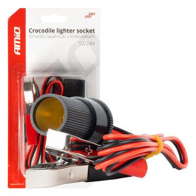 Piepīpētāja ligzdas adapteris ar krokodilspailēm 12/24 V, 100 cm