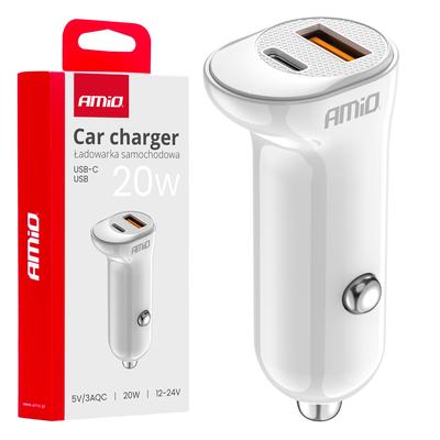 Auto lādētājs 12/24 V 20 W, USB-A + USB-C