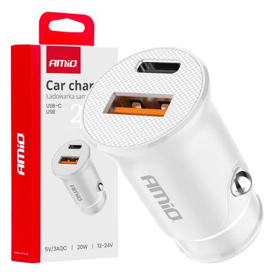 Auto lādētājs 12/24 V 20 W, USB-A + USB-C