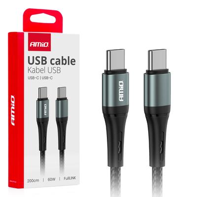 FullLINK USB-C–USB-C kabelis 60 W, 200 cm