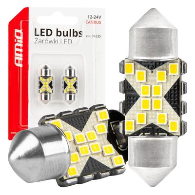 LED CANBUS spuldze C5W 12SMD 2016 31 mm balta 12/24 V