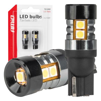 LED CANBUS spuldze T10 W5W 9SMD 3030 balta 12/24 V