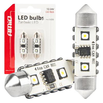 LED CANBUS spuldze C5W 12SMD 3838 41 mm balta 12/24 V