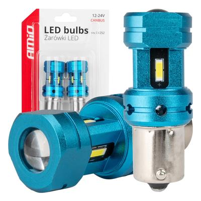 LED CANBUS spuldze 1156 BA15S P21W/R10W/R5W 4SMD 1860 balta 12/24 V