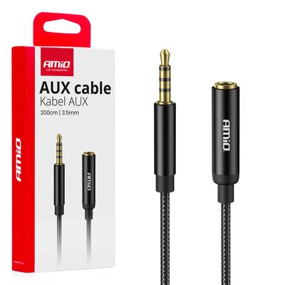 AUX pagarinātāja kabelis 3,5 mm Mini Jack spraudnis–ligzda, 2 m