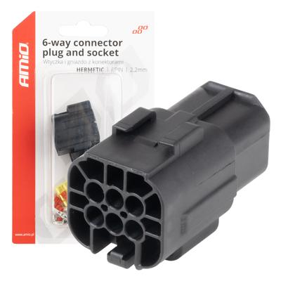 Spraudņa un ligzdas savienotāju komplekts 6 PIN 2,2 mm