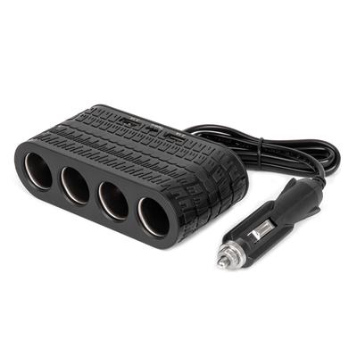 Četrvietīgs auto ligzdu sadalītājs ar 2×USB-A un USB-C 12/24 V 120 W, 80 cm