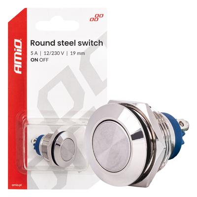 Apaļš tērauda ON/OFF slēdzis 19 mm 5 A 12/230 V