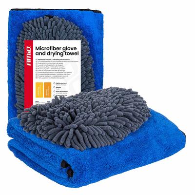 Mikrošķiedras cimda un žāvēšanas dvieļa komplekts 20×26/60×90 cm, 94/800 g/m²