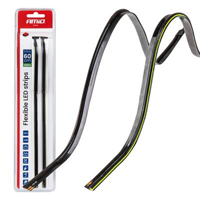 Elastīgas LED COB sānu lentes zaļas 2×30 cm 12 V