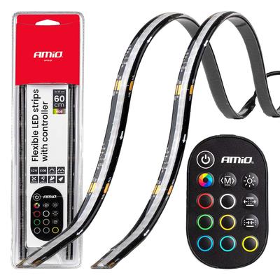 Elastīgas LED COB RGB lentes ar kontrolieri 2×30 cm 12 V