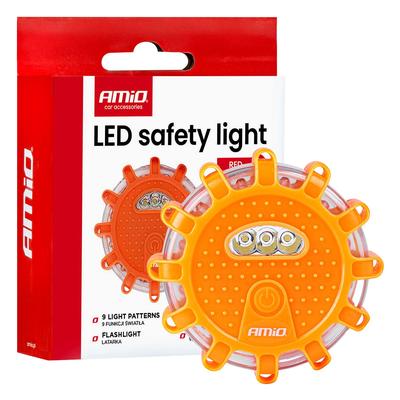 Sarkans LED avārijas signāllukturis 12+3 SMD 650 mAh