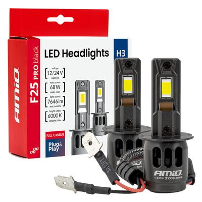 LED auto spuldzes F25 PRO Black Full CANBUS H3 68 W 12/24 V