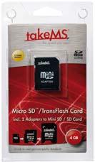 Micro SD karte ar SD ad.4GB