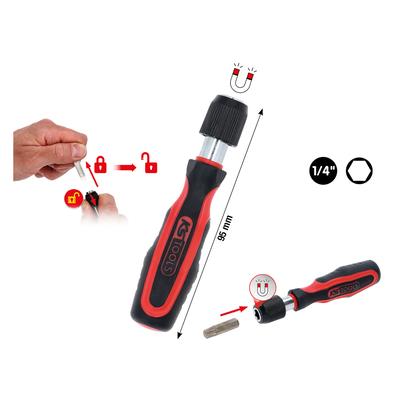 KS Tools 1/4 skrūvgriezis ar mini uzgali un ātro bloķētāju