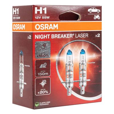Halogēna spuldzes Osram H1 Night Breaker Unlimited 12 V 55 W, 2 gab.