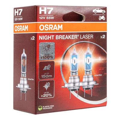 Halogēna spuldzes Osram H7 Night Breaker Laser +150% 12 V 55 W, 2 gab.