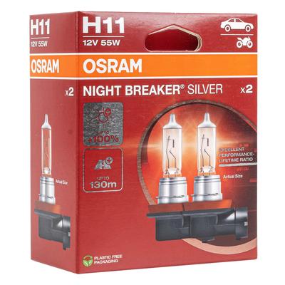 Halogēna spuldzes Osram H11 Night Breaker Silver +100% 12 V 55 W, 2 gab.