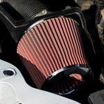 Universāls koniskais gaisa filtrs, sarkans/hromēts, ar 3 montāžas adapteriem