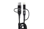 Universāls USB-A/USB-C–Lightning/USB-C kabelis UC-15, 1 m, Power Delivery
