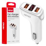 Auto lādētājs 12/24 V 3,1 A, 2×USB-A, ar akumulatora pārbaudes funkciju
