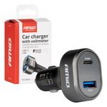 Ātrais auto lādētājs QC3.0 PD30W ar LED sprieguma displeju