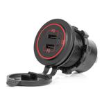 Ūdensizturīgs telefona lādētājs ar slēdzi 12/24 V, sarkanu LED apgaismojumu, 2×USB-C