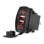 Ūdensizturīgs laivas tipa telefona lādētājs 12/24 V ar sarkanu LED apgaismojumu, 2×USB