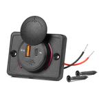 Ūdensizturīgs kvadrātveida telefona lādētājs 12/24 V ar sarkanu LED apgaismojumu, USB + USB-C QC3.0