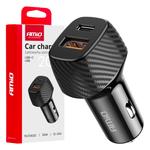 Auto lādētājs QC + PD 20 W, USB-A + USB-C