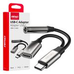 USB-C uz USB-C + 3,5 mm Mini Jack ligzdas adapteris, 10 cm