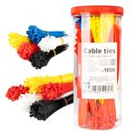 Daudzkrāsu plastmasas kabeļu savilcēju komplekts, 1000 gab.