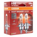 Halogēna spuldzes Osram H4 Night Breaker Silver +100% 12 V, 2 gab.